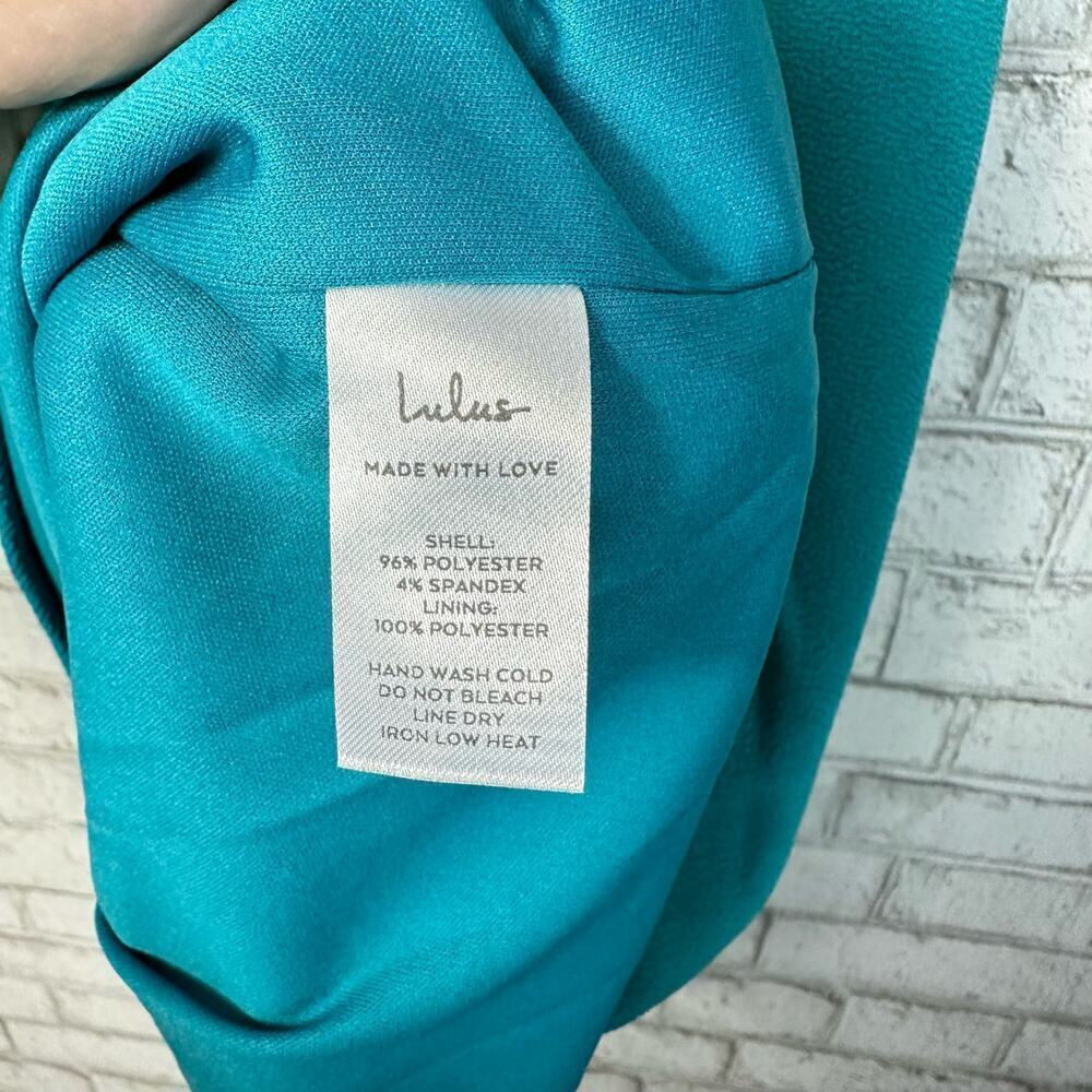 Lulus Dress Slice of Style One Shoulder Cut Out Mini Asymmetrical Teal Green XL - Picture 3 of 5